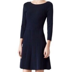 Reiss Jambo Navy 3/4 sleeve Knit Dress